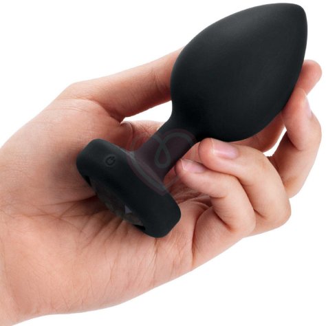 Большая вибропробка b-Vibe Vibrating Jewel Plug с кристаллом и пультом чёрная фото 7