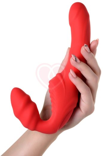 Безремневой страпон с вибрацией ToyFa Black&Red красный фото 2