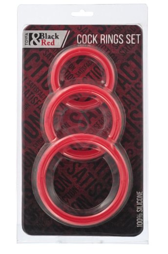 Набор эрекционных колец ToyFa Black&Red красный фото 2