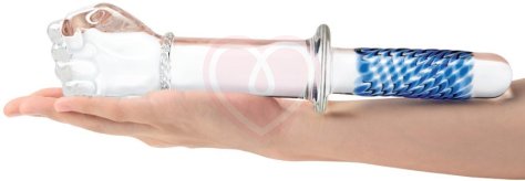 Стеклянный фаллоимитатор-кулак Glass Fist Double Ended With Handle Grip прозрачный фото 4