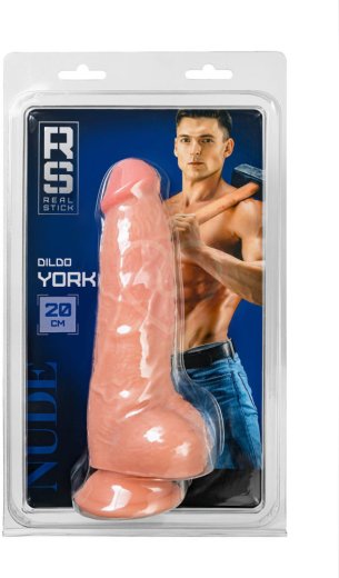 Реалистичный фаллоимитатор с мошонкой на присоске RealStick Nude York телесный фото 5