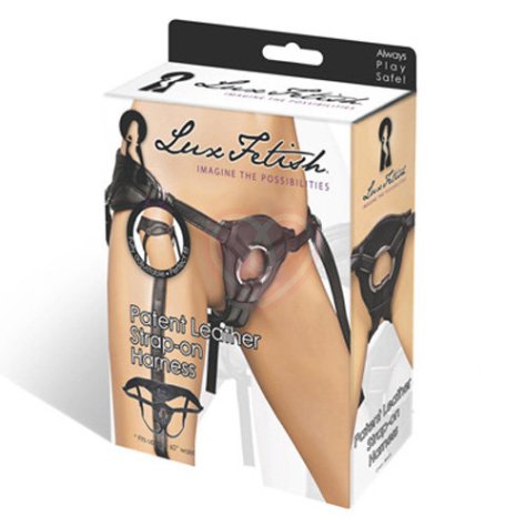 Пояс для страпона Patent Leather Strap-On Harness чёрный фото 2