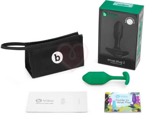 Утяжелённая анальная пробка для ношения b-Vibe Snug Plug 2 малая зеленая фото 5
