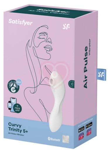 Вибратор с вакуумной стимуляцией Satisfyer Curvy Trinity 5+ и приложением белый фото 6
