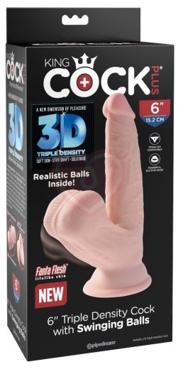 Фаллоимитатор с увеличенной мошонкой King Cock Plus 6 Triple Density 19,5 см фото 2