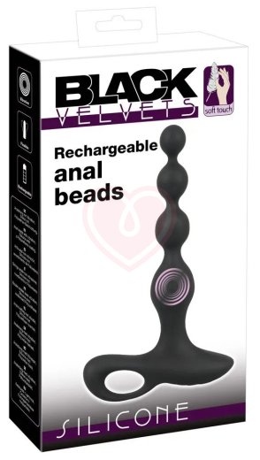 Анальные бусы с вибрацией Black Velvets фото 7