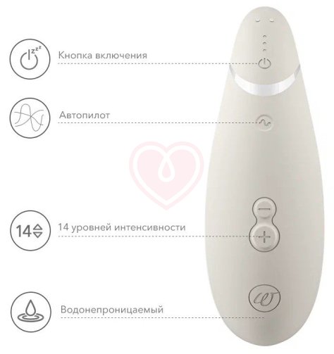 Бесконтактный клиторальный стимулятор Womanizer Premium 2 серый фото 6