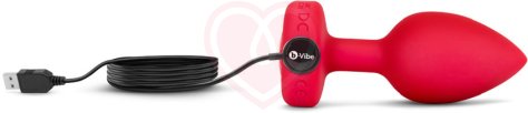 Анальная пробка с кристаллом сердцем и вибрацией b-Vibe Heart Shape Jewel Plug M/L красная фото 9