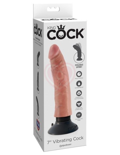 Гнущийся вибратор реалистик на присоске King Cock Vibrating 17 см телесный фото 4