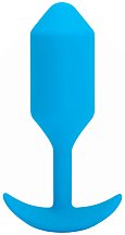 Утяжелённая вибропробка b-Vibe Vibrating Snug Plug 3 средняя голубая