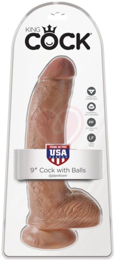 Фаллоимитатор на присоске с мошонкой King Cock with Balls 23 см мулат фото 3