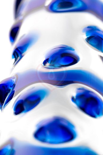 Двусторонний стеклянный фаллоимитатор Sexus Glass прозрачный с синим фото 4
