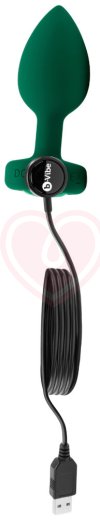 Вибропробка b-Vibe Vibrating Jewel Plug с кристаллом и пультом зелёная фото 4