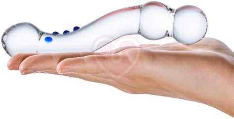 Изогнутый стеклянный стимулятор Textured G-Spot Glass Dildo прозрачный фото 5