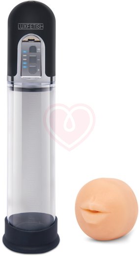 Вакуумная помпа с мастурбатором ротик Lux Fetish Blowjob Auto Sucker Penis Enlarger Pump фото 1