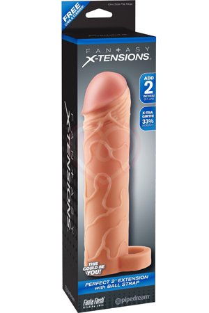 Насадка удлинитель с кольцом на мошонку Perfect Extension with Ball Strap 19 см телесная фото 4