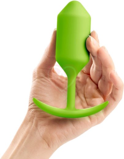 Утяжелённая анальная пробка для ношения b-Vibe Snug Plug 3 средняя лайм фото 2