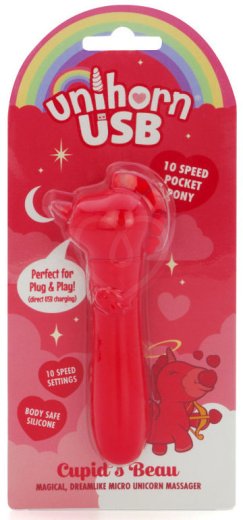 Вибропуля Unihorn Usb Cupid's Beau с функцией пульсации красная фото 3