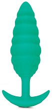 Ребристая вибропробка b-Vibe Twist Texture Plug зелёная
