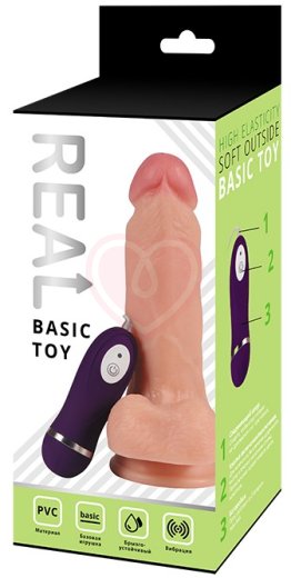 Реалистичный вибратор с мошонкой и пультом Real Basic Toy 17 см фото 2