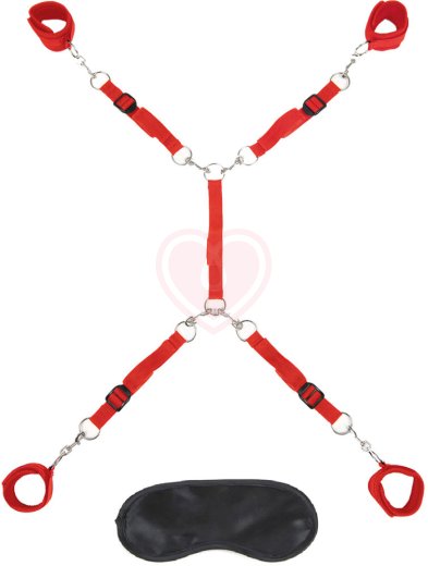 Набор для фиксации на кровати Lux Fetish Bed Spreader красный фото 1