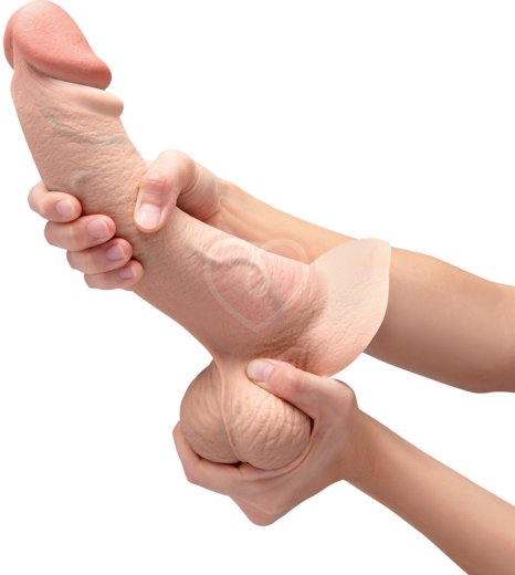 Реалистичный изогнутый фаллоимитатор с мошонкой Slipskin Realstic Curved 20 см телесный фото 7