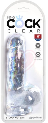 Гелевый фаллоимитатор с мошонкой King Cock Clear 13 см прозрачный фото 3