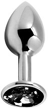 Анальная пробка Alive Mini Metal Butt Plug M с чёрным кристаллом