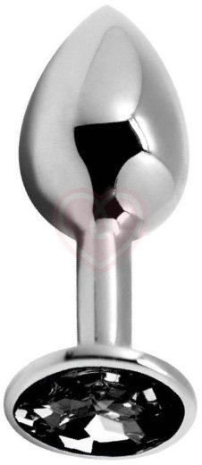 Анальная пробка Alive Mini Metal Butt Plug M с чёрным кристаллом фото 1