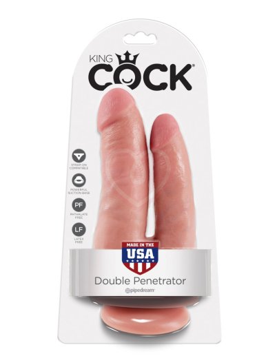 Фаллоимитатор для двойного проникновения King Cock Double Penetrator телесный фото 4