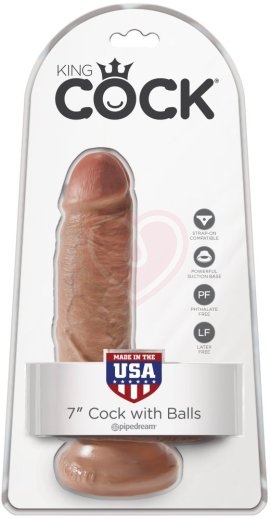 Фаллоимитатор на присоске с мошонкой King Cock with Balls 19 см мулат фото 3
