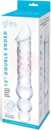 Двусторонний стеклянный рельефный фаллоимитатор Glas Double Ended фото 4