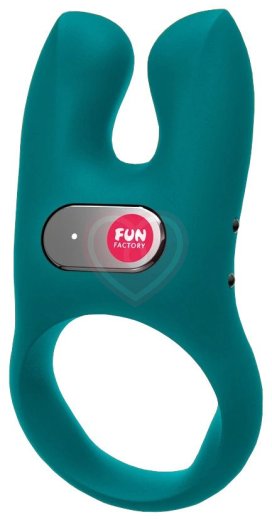 Виброкольцо Fun Factory Nos с двумя кончиками для стимуляции зелёное фото 1