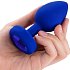 Вибропробка b-Vibe Vibrating Jewel Plug L/XL с кристаллом и пультом синяя фото 3