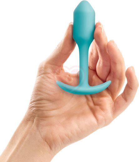 Утяжелённая анальная пробка для ношения b-Vibe Snug Plug 1 мини голубая фото 2