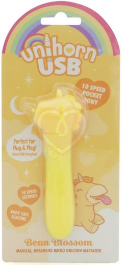 Вибропуля Unihorn Usb Bean Blossom со стимуляцией язычком жёлтая фото 3