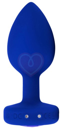 Вибропробка b-Vibe Vibrating Jewel Plug L/XL с кристаллом и пультом синяя фото 6