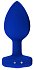 Вибропробка b-Vibe Vibrating Jewel Plug L/XL с кристаллом и пультом синяя фото 6