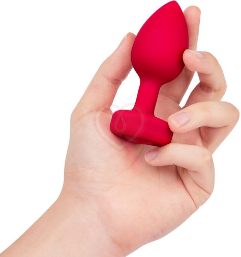 Анальная пробка с кристаллом сердцем и вибрацией b-Vibe Heart Shape Jewel Plug M/L красная фото 2