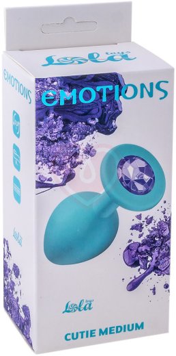 Средняя анальная пробка Emotions Cutie Medium бирюзовая с фиолетовым кристаллом фото 3
