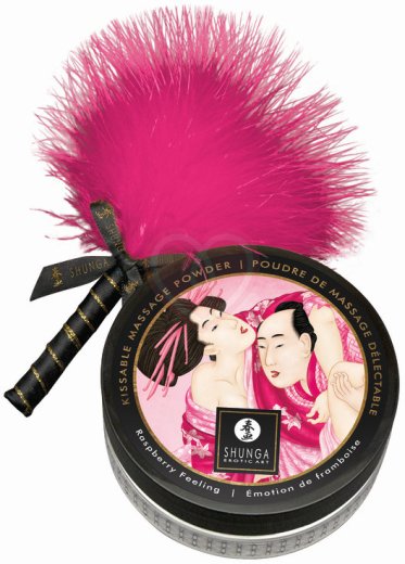 Массажная пудра с перышком Shunga Kissable Massage Powder Малиновое чувство фото 2