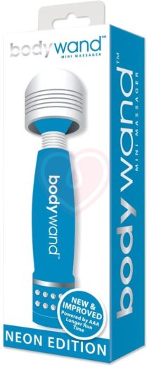 Мини-массажер с кристаллами BodyWand Neon Edition голубой фото 2