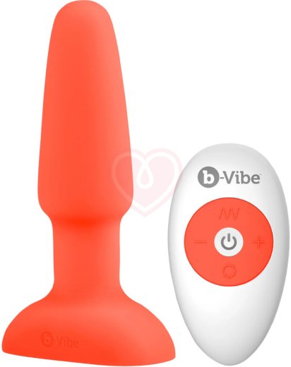 Анальная вибропробка с ротацией b-Vibe Rimming 2 оранжевая фото 1