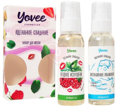 Набор для любви из 2 гелей-смазок Yovee с гиалуроновой кислотой и со вкусом малины и мяты фото 1