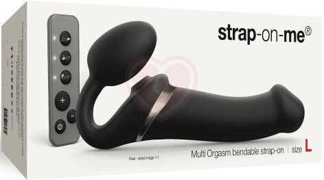 Безремневой страпон с вибрацией и пультом ДУ Strap-On-Me Multi Orgasm L чёрный фото 4