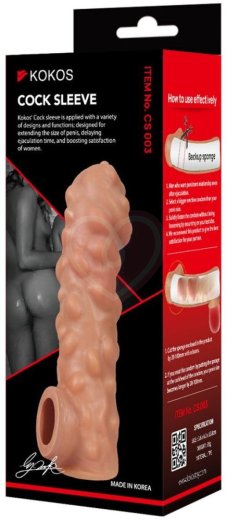 Насадка с крупными бугорками и отверстием для мошонки Kokos Cock Sleeve CS003-L фото 2
