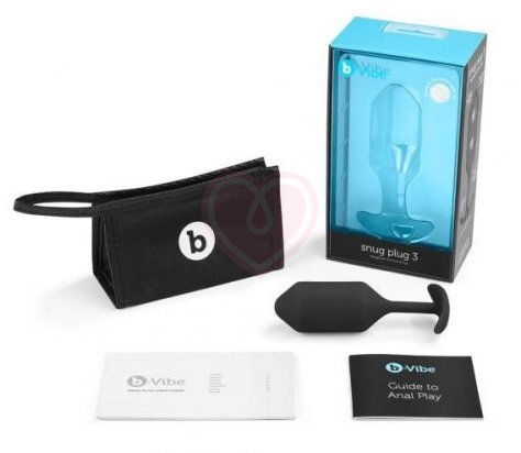 Утяжелённая анальная пробка для ношения b-Vibe Snug Plug 3 средняя чёрная фото 3