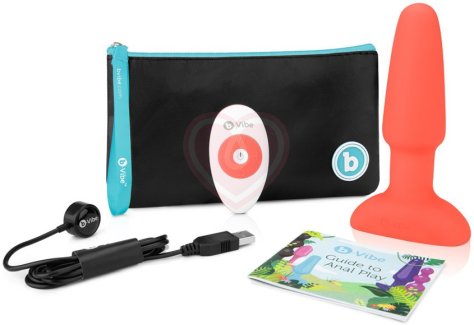 Анальная вибропробка с ротацией b-Vibe Rimming 2 оранжевая фото 6