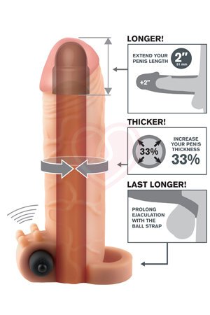 Насадка удлинитель с вибрацией Vibrating Real Feel Extension 16,5 см телесная фото 2