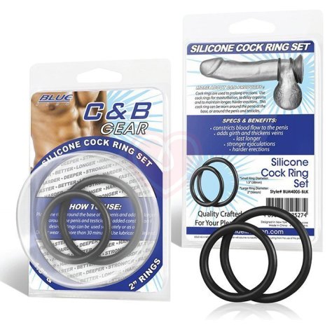 Набор из двух чёрных колец разного диаметра Silicone Cock Ring Set фото 3